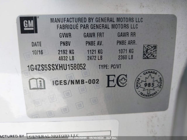 1G4ZS5SSXHU158052 Buick Lacrosse Premium