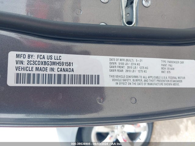 Dodge Charger Sxt Rwd 2021 2C3CDXBG3MH591581 Image 9