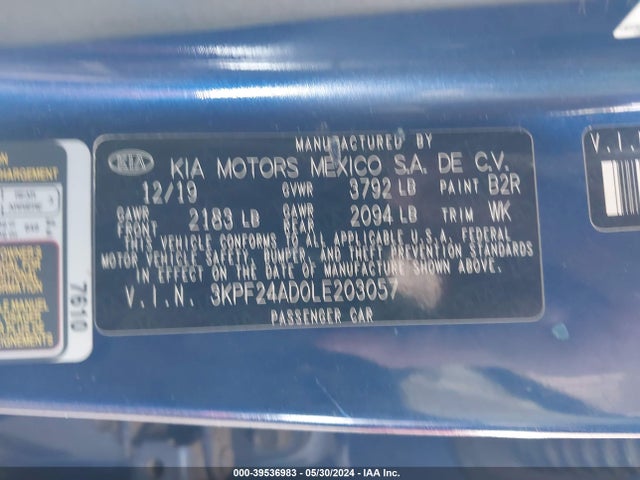 KIA Forte Lxs 2020 3KPF24AD0LE203057 Image 9