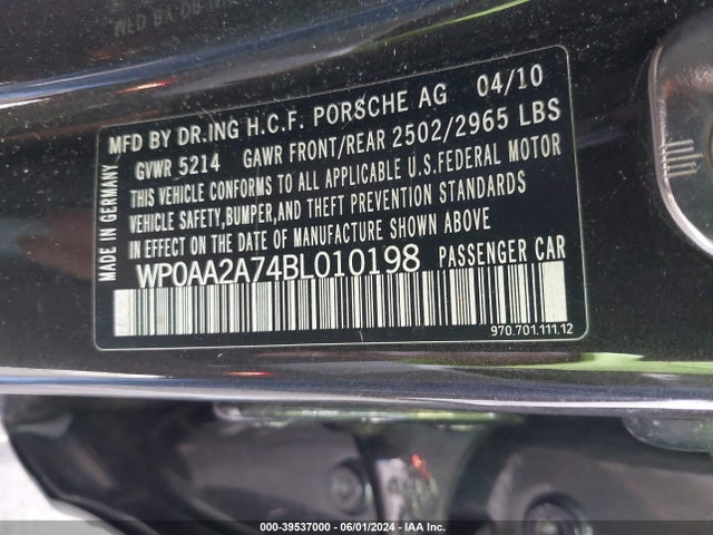 2011 PORSCHE PANAMERA WP0AA2A74BL010198 Photo 8