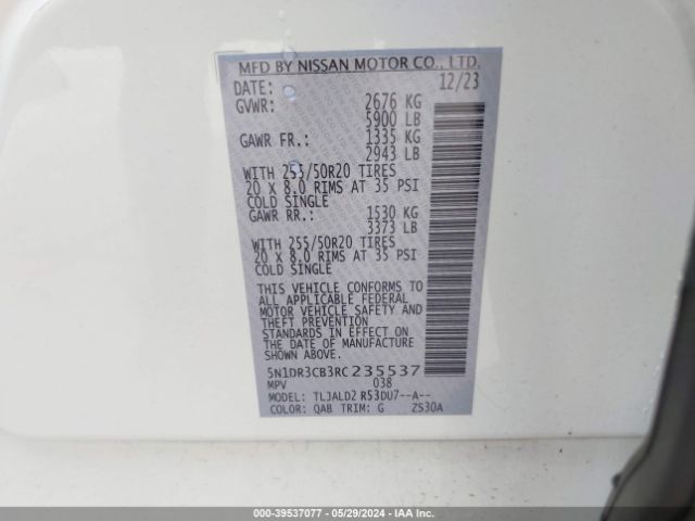 5N1DR3CB3RC235537 Nissan Pathfinder Sl Fwd