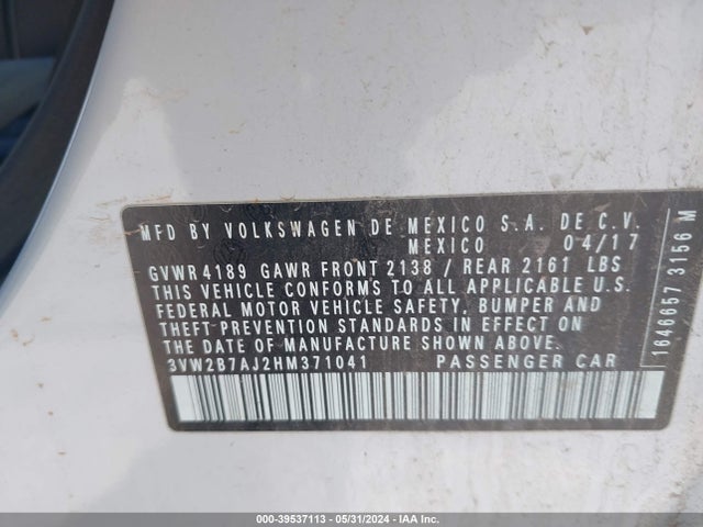 3VW2B7AJ2HM371041 Volkswagen Jetta 1.4t S