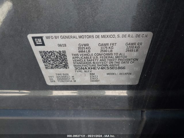 3GNAXHEV4KS501866 Chevrolet EQUINOX LS