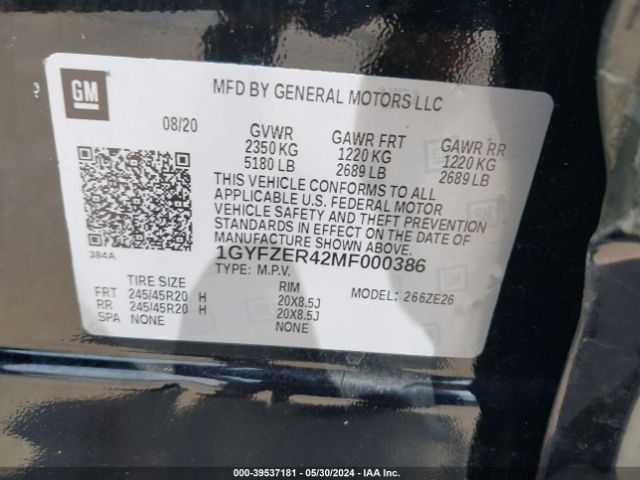 1GYFZER42MF000386 Cadillac Xt4 Fwd Sport