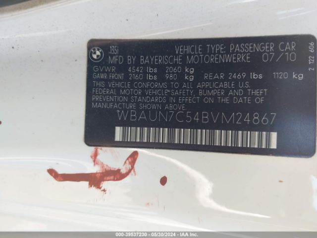 2011 BMW 135I WBAUN7C54BVM24867 Photo 8