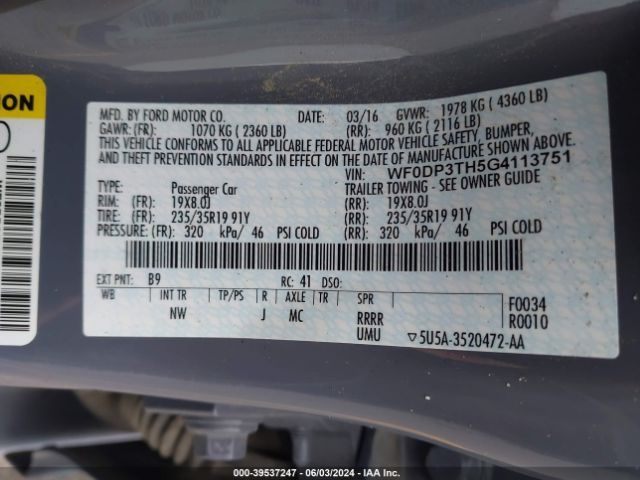 WF0DP3TH5G4113751 Ford FOCUS RS