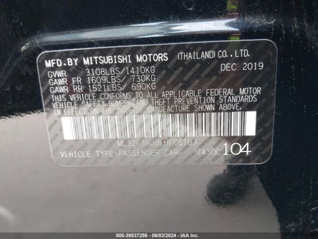 ML32F3FJ8LHF06163 Mitsubishi Mirage G4 Es