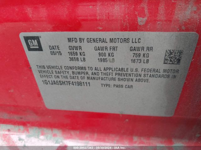 1G1JA6SH7F4198111 Chevrolet Sonic Ls Auto