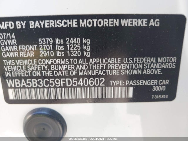 WBA5B3C59FD540602 BMW 535i Xdrive