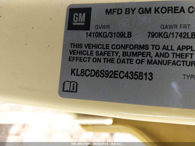 Chevrolet Spark 1lt Auto 2014 KL8CD6S92EC435813 Image 9