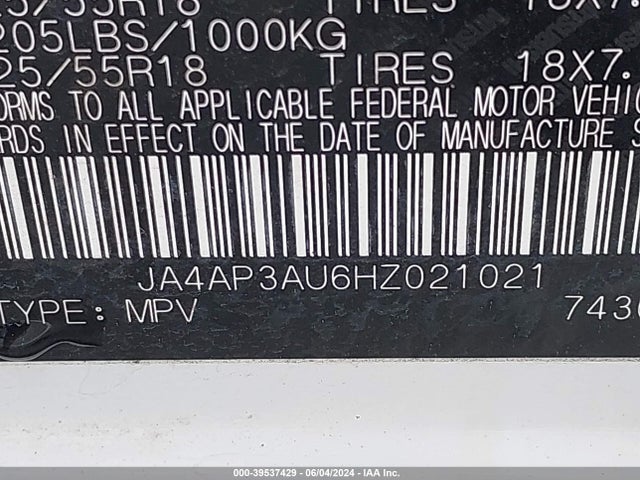 JA4AP3AU6HZ021021 Mitsubishi Outlander Sport 2.0 Es