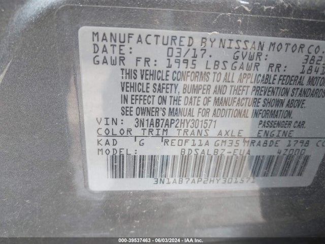 Nissan SENTRA S 2017 3N1AB7AP2HY301571 Image 9
