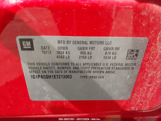 Chevrolet Cruze Ls Auto 2014 1G1PA5SH1E7213963 Image 9