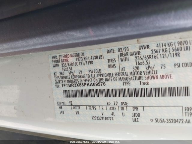 1FTBR3X88PKA69576 Ford Transit-250 Cargo Van