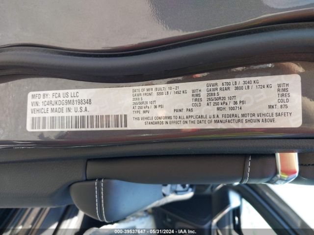 2021 JEEP GRAND CHEROKEE L 1C4RJKDG9M8198348 Photo 8