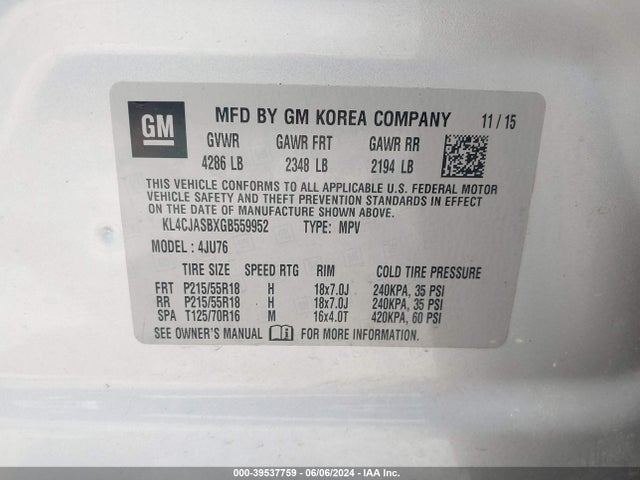 Buick Encore 2016 KL4CJASBXGB559952 Image 9