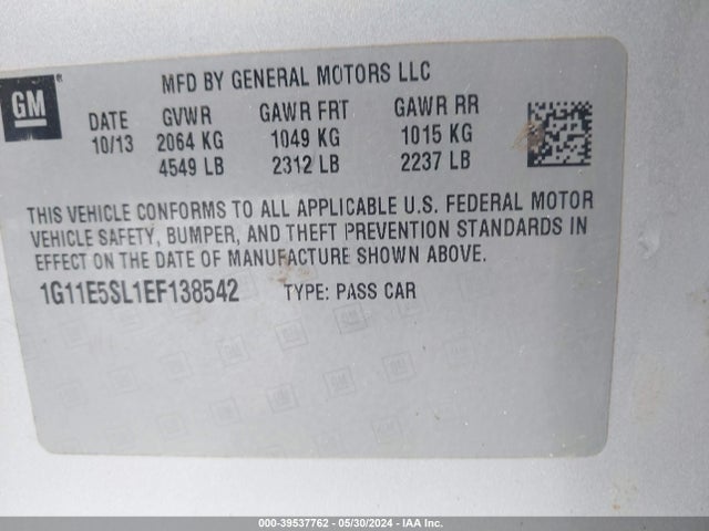 Chevrolet MALIBU 2LT 2014 1G11E5SL1EF138542 Image 9