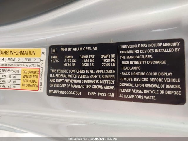 W04WT3N50GG037584 Buick Cascada Premium