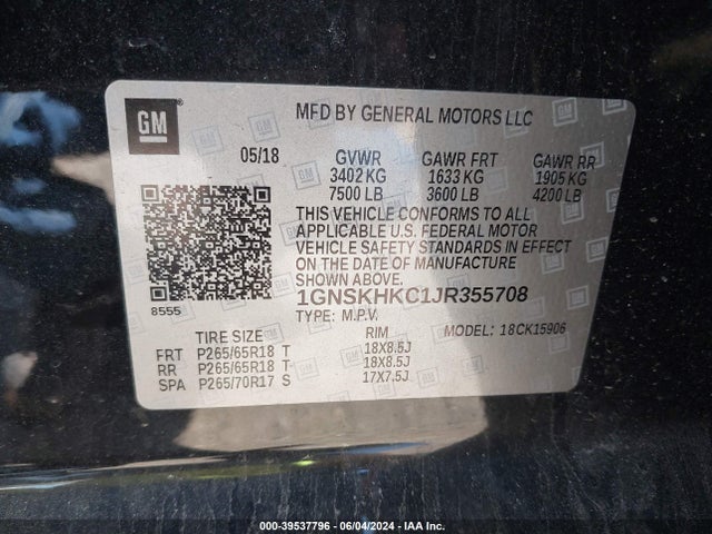 Chevrolet Suburban Lt 2018 1GNSKHKC1JR355708 Image 9