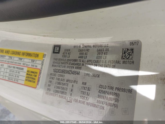 1GC0CUEG9HZ348844 Chevrolet Silverado 2500hd Wt