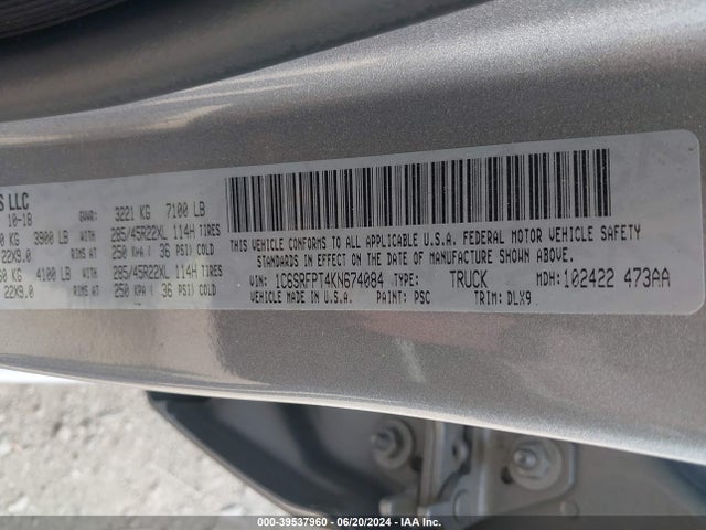 RAM 1500 Limited  4x4 6'4 Box 2019 1C6SRFPT4KN674084 Image 9