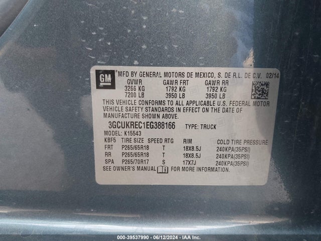 Chevrolet Silverado 1500 2lt 2014 3GCUKREC1EG388166 Image 9