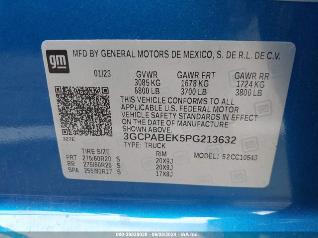 Chevrolet Silverado 1500 2wd  Short Bed Custom 2023 3GCPABEK5PG213632 Image 9