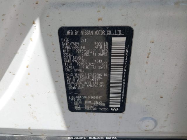 JN8AZ2NF8K9686617 Infiniti QX80 LUXE