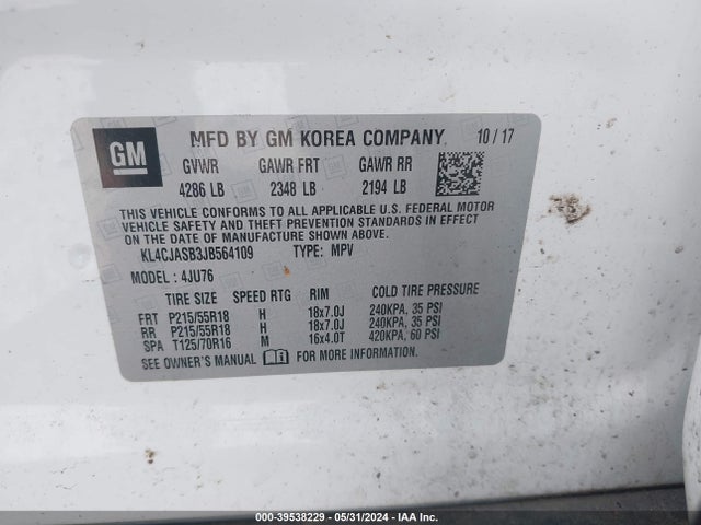 KL4CJASB3JB564109 Buick Encore Preferred