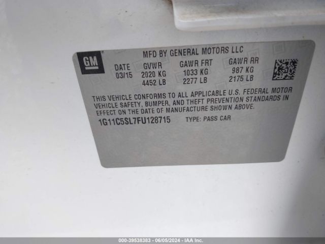 1G11C5SL7FU128715 Chevrolet MALIBU 1LT