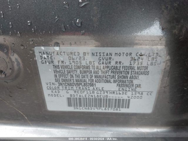 3N1CN8DV9PL857081 Nissan Versa 1.6 S Xtronic Cvt