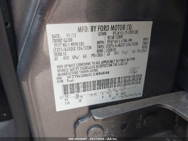 Ford F-250 Lariat 2014 1FT7W2B65EEA84644 Image 9