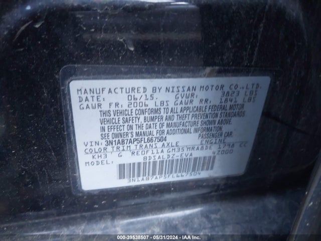 Nissan SENTRA SV 2015 3N1AB7AP5FL667504 Image 9