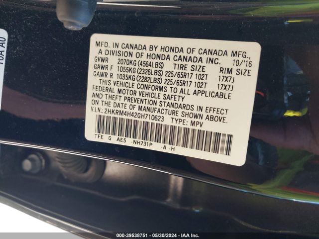 2HKRM4H42GH710623 Honda CR-V SE