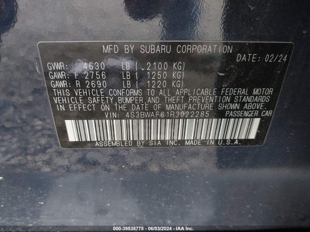 4S3BWAF61R3022285 Subaru Legacy Premium