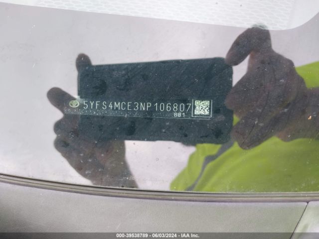 5YFS4MCE3NP106807 Toyota Corolla Se Apex Edition