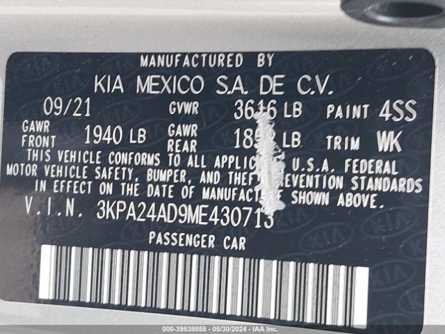 3KPA24AD9ME430713 KIA RIO LX