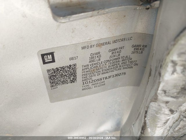 Chevrolet MALIBU LT 2018 1G1ZD5ST8JF130275 Image 9