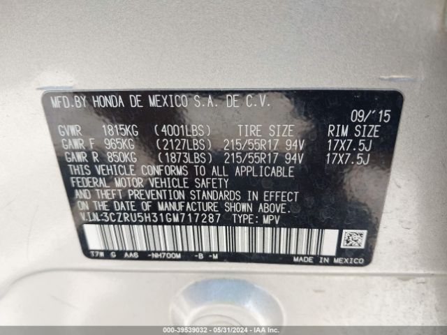 3CZRU5H31GM717287 Honda HR-V LX