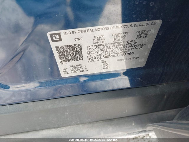 3GKALMEV4LL301096 GMC Terrain Fwd Sle