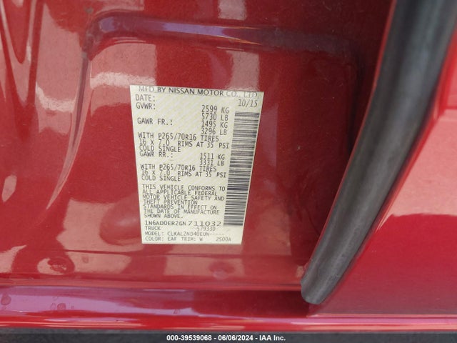 Nissan Frontier Sv 2016 1N6AD0ER2GN711032 Image 9