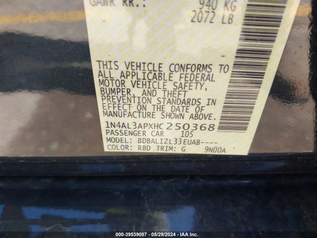 Nissan Altima 2.5 Sv 2017 1N4AL3APXHC250368 Image 9