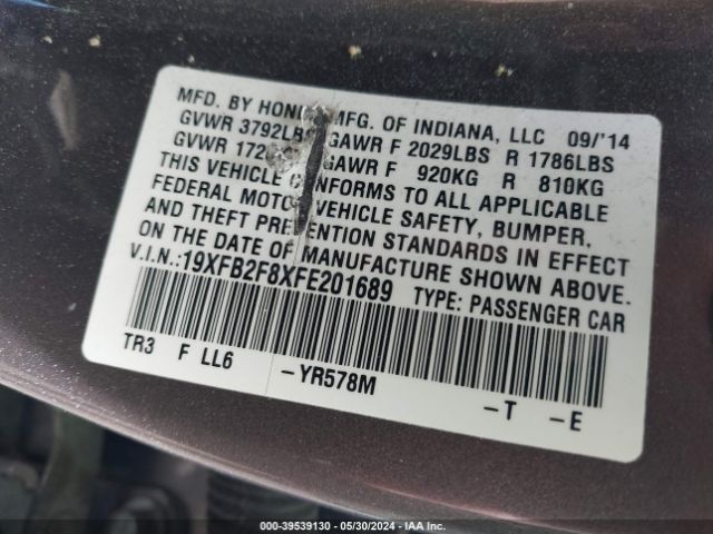 19XFB2F8XFE201689 Honda CIVIC EX