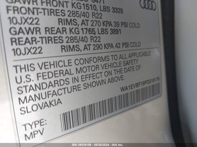 WA1EVBF19PD016178 Audi Q8 Premium Plus 55 Tfsi Quattro Tiptronic