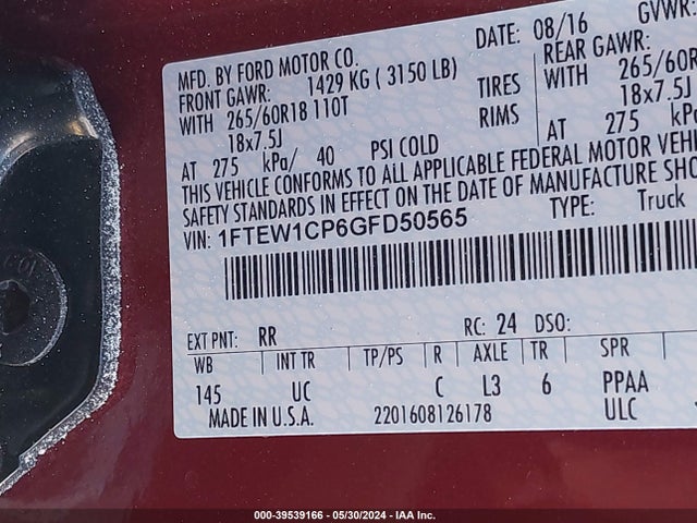 Ford F-150 Xlt 2016 1FTEW1CP6GFD50565 Image 9