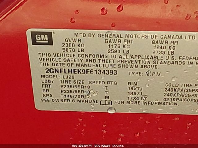 2GNFLHEK9F6134393 Chevrolet Equinox Ltz