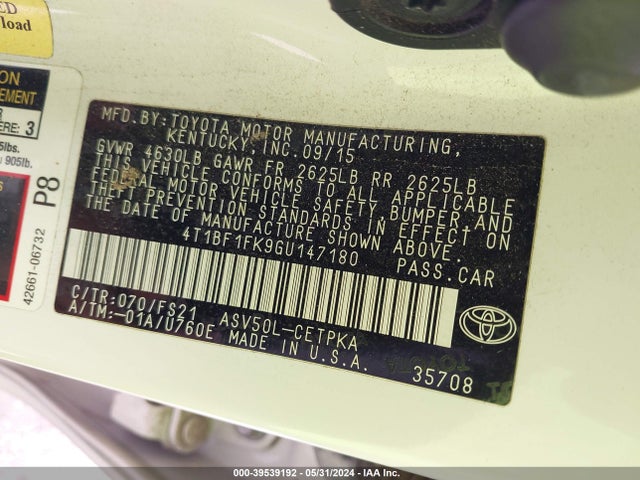 Toyota CAMRY SE 2016 4T1BF1FK9GU147180 Image 9