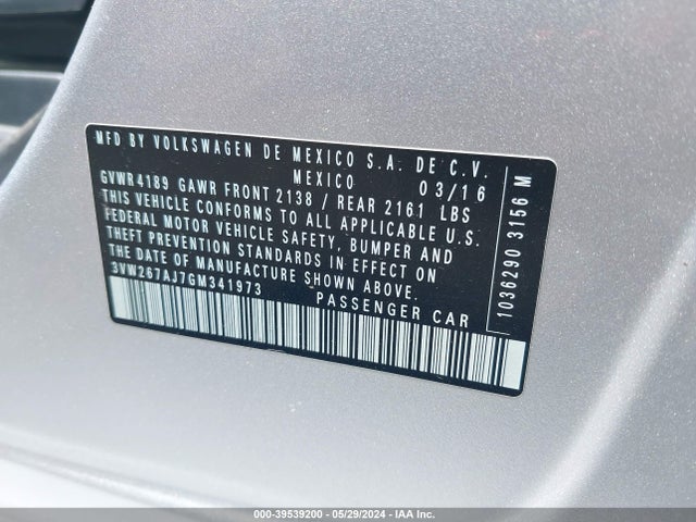 Volkswagen Jetta 1.4t S 2016 3VW267AJ7GM341973 Image 9