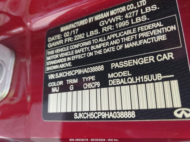 SJKCH5CP9HA038888 Infiniti Qx30 Luxury