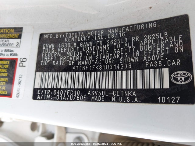 Toyota CAMRY LE 2017 4T1BF1FK8HU314338 Image 9